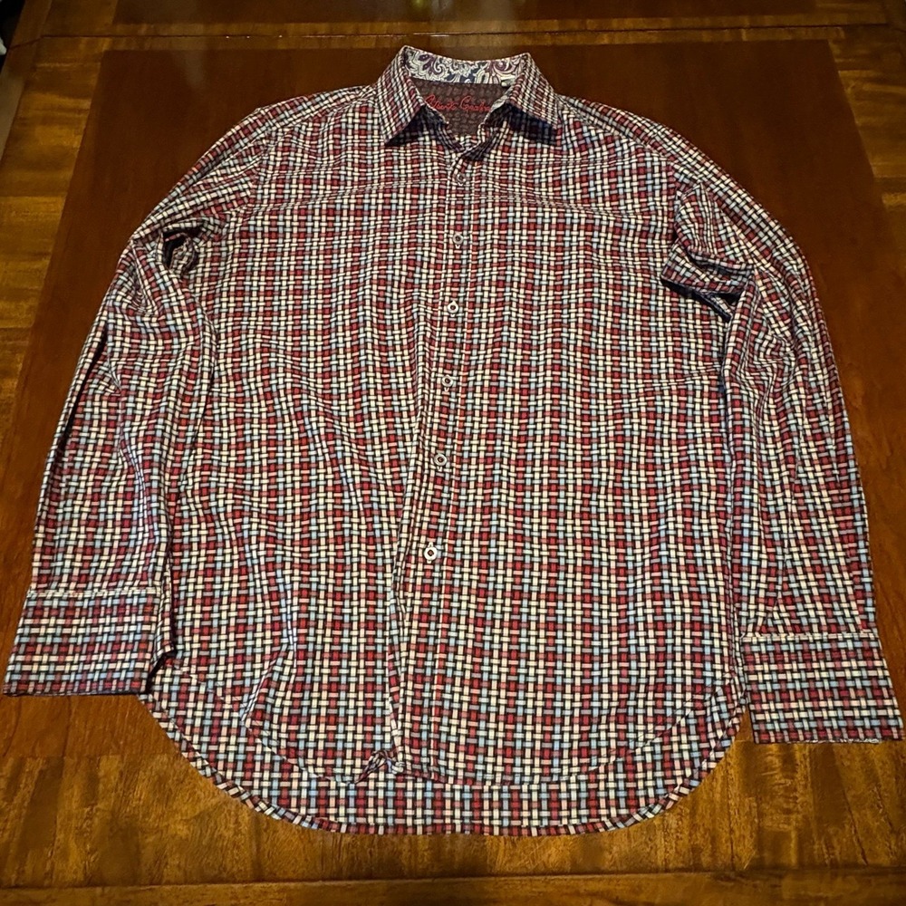 Robert Graham Multicolor Geometric Button Up Shirt Medium Classic Fit Designer